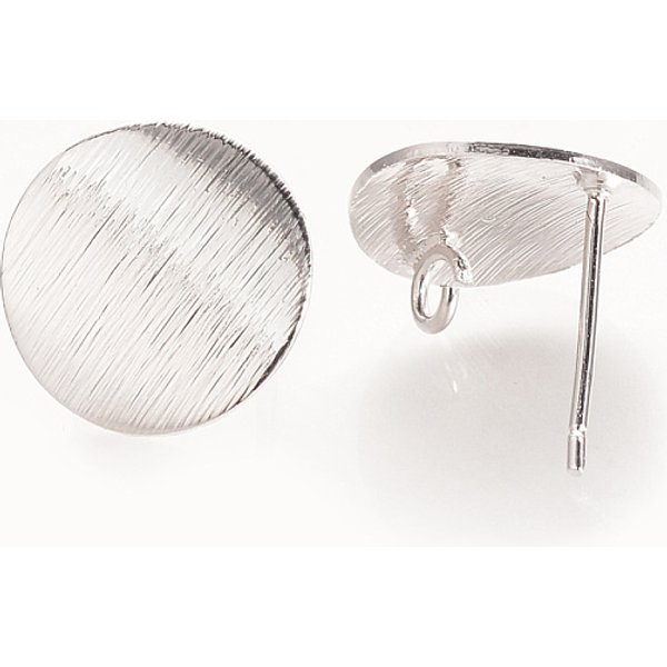 Messing Ohrstecker ZubehöR, Mit Schleife, Flachrund, Nickelfrei, Echt Platiniert, Echt Platiniert, 12 Mm, Bohrung: 2 Mm, Stift: 0.5 Mm-image