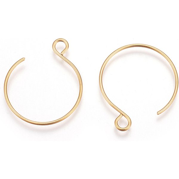 Ion Plating(Ip) 304 Stainless Steel Earring Hooks, Ear Wire, With Horizontal Loop, Golden, 22X18Mm, Hole: 2.5Mm, 20 Gauge, Pin: 0.8Mm-image