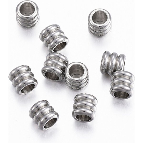 Perles D'espacement En Acier Inoxydable 304 RéSistant Au Ternissement, Colonne, Couleur Inoxydable, 4.5X5Mm, Trou: 3Mm-image