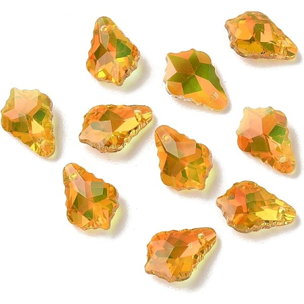 Faceted Teardrop Glass Pendants, Gold, 16X9X5Mm, Hole: 1Mm-image
