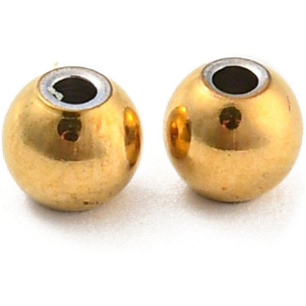 Ion Plating(Ip) 304 Stainless Steel Spacer Beads, Round, Real 18K Gold Plated, 4X3.5Mm, Hole: 1.2Mm-image