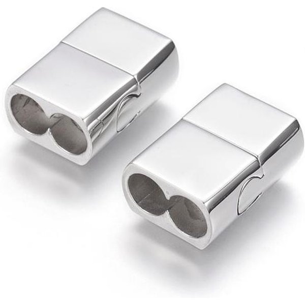 Fermoirs MagnéTiques En Acier Inoxydable 304 RéSistant Au Ternissement Avec Emembouts ColléEs, Rectangle, Couleur Inoxydable, 19.5X15X8.5Mm, Trou: 6Mm-image