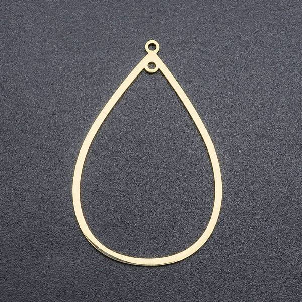 201 Maillons En Acier Inoxydable, Pour CréAtion De La Boucle D'oreille , Coupe Au Laser, Larme, Or, 47X30X1Mm, Trou: 1.6Mm-image