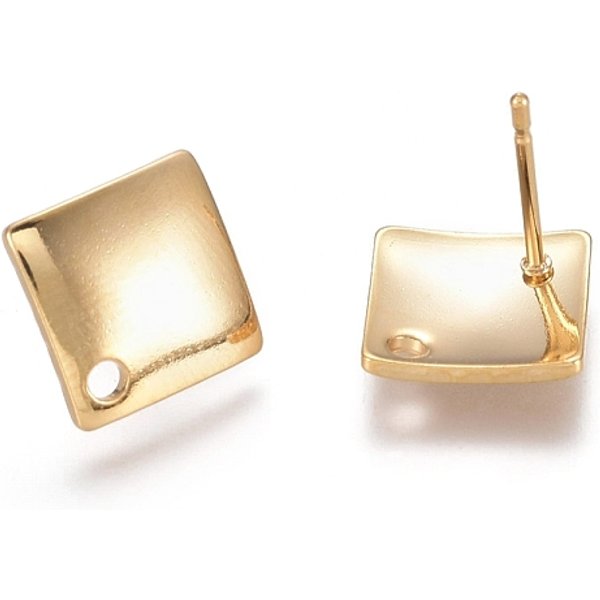 Accesorios Para Pendientes De Acero Inoxidable 304, Rombo, Dorado, 13.5X13.5X1.4Mm, Agujero: 1.5 Mm, Pin: 0.8 Mm-image
