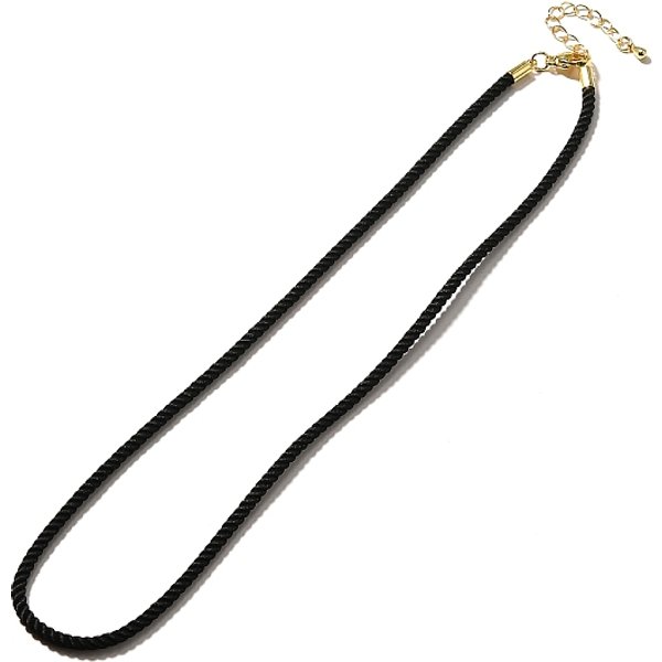 FabricacióN De Collares Con CordóN De Nailon MilanéS, Con Accesorios De LatóN Y Cierres De Langosta De Acero Inoxidable., Dorado, Plateado De Larga DuracióN, Negro, 17.91-18.31 Pulgada (45.5-46.5 Cm)-image