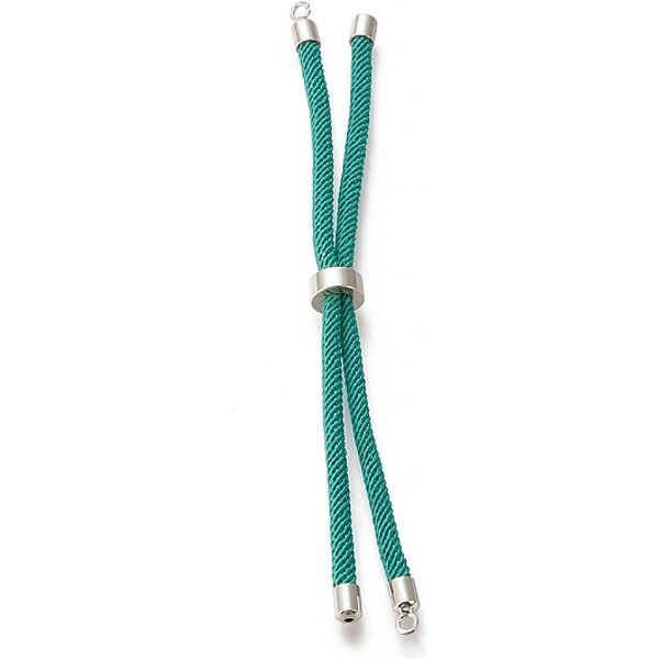 Pulsera De CordóN Retorcido De Nailon, Con El Extremo Del CordóN De LatóN, Para La FabricacióN De Pulseras Deslizantes, Verde Mar Claro, 9 Pulgada (22.8 Cm), Agujero: 2.8 Mm, Longitud De La Cadena úNica: Alrededor De 11.4 Cm-image