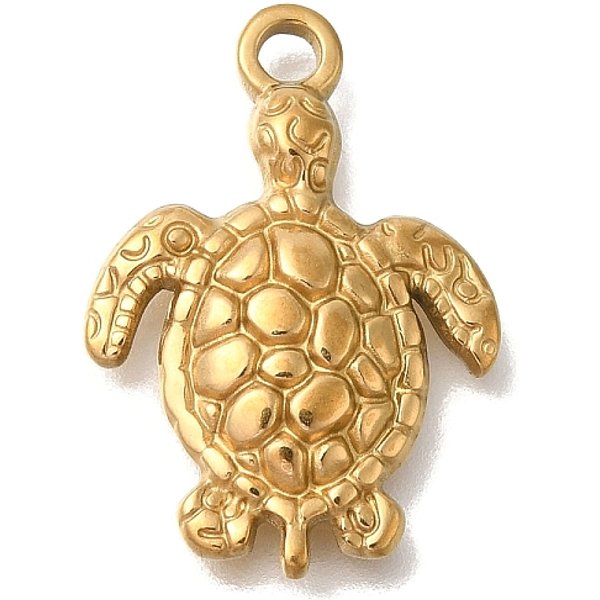 Pendentifs En Acier Inoxydable 304 Avec Placage Ionique (Ip), Charme De Tortues, Or, 22.5X15.5X3Mm, Trou: 2Mm-image