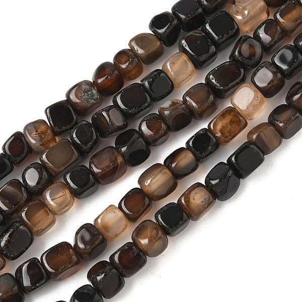Natural Dragon Veins Agate(Dyed & Heated) Beads Strands, Cube, Black, 5-6x5-6x5-6mm, Hole: 0.8mm, about 62-66pcs/strand, 14.57-14.96''(37-38cm)