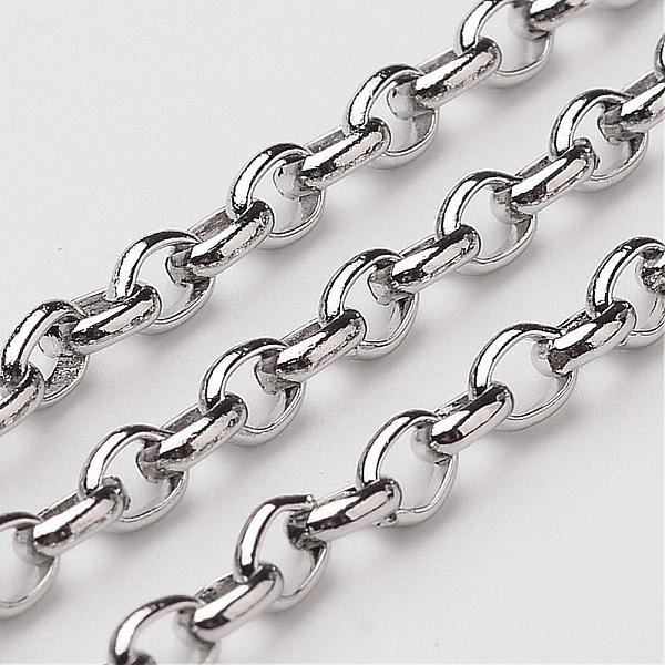 Tarnish Resistant 304 Stainless Steel Rolo Chains, Belcher Chains, Soldered, Stainless Steel Color, 4X3X1Mm-image