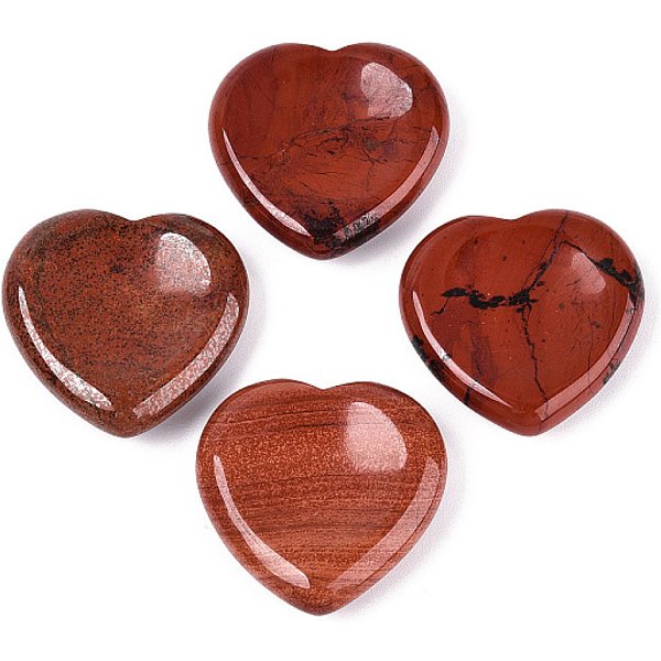 Natural Red Jasper Worry Stones, Heart Thumb Stone, 28.5-30x29.5-31x6.5-8.5mm
