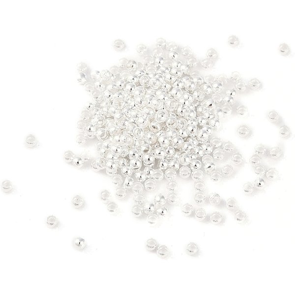 Brass Crimp Beads, Rondelle, 925 Sterling Silver Plated, 2X2X1Mm, Hole: 1.2Mm, About 416Pcs/5G-image
