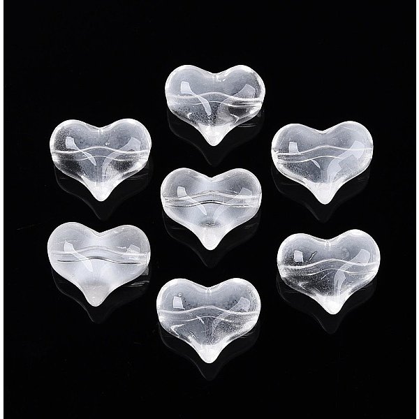 Abalorios De Vidrio Transparentes, CorazóN, Claro, 14X17X9Mm, Agujero: 1.4 Mm, Aproximamente 460 Unidades / 1000 G-image