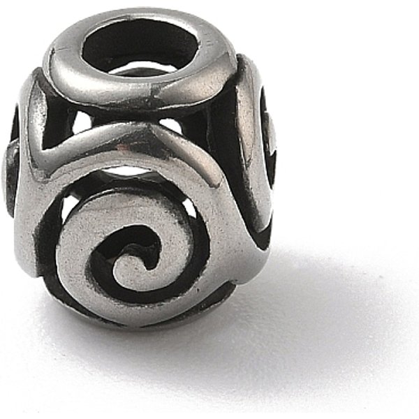 Perline Europee In Acciaio Inossidabile 304, Perline Con Foro Grande, Rondelle Con Vortex, Argento Antico, 10.5X9.5X9.5Mm, Foro: 4.5 Mm-image