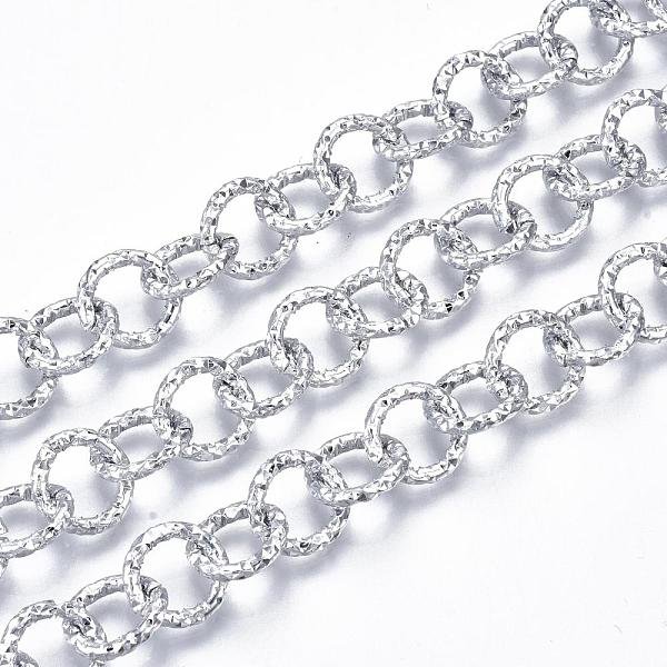 Cadenas Rolo De Aluminio, Textura, Con Carrete, Sin Soldar, Color Plateado, 11.5X2Mm, Aproximamente 10 M / Rollo-image