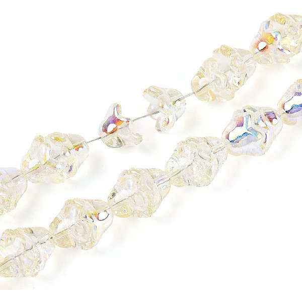 Chapelets De Perles En Verre Transparent éLectrolytique, Fleur, De Couleur PlaquéE Ab , Jaune Clair, 11-12X8Mm, Trou: 1.2Mm, Environ 101-102 Pcs/Chapelet, 29.92 Pouce (76 Cm)-image
