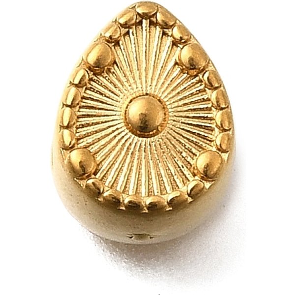 TropfenföRmige EuropäIsche Perlen Aus 304 Edelstahl, Ionenbeschichtung (Ip), GroßLoch Perlen, Golden, 10X7.5X7.5 Mm, Bohrung: 4.5 Mm-image