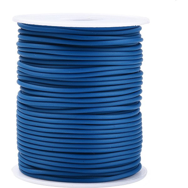 Hollow Pipe Pvc Tubular Synthetic Rubber Cord, Wrapped Around White Plastic Spool, Marine Blue, 3Mm, Hole: 1.5Mm, About 27.34 Yards(25M)/Roll-image