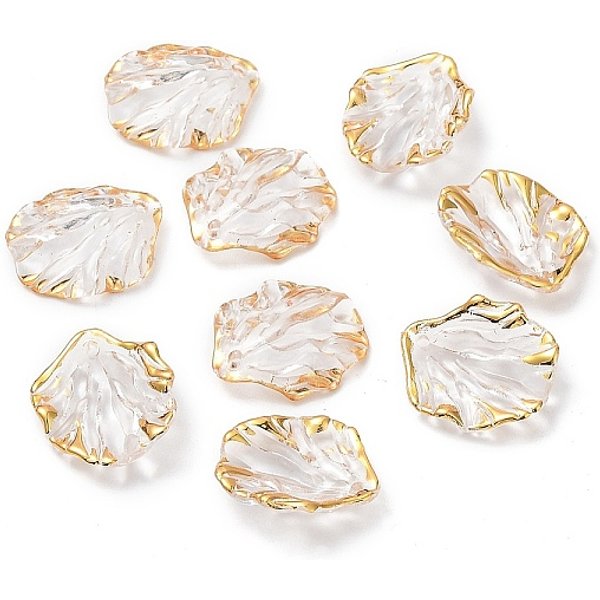Colgantes de acrílico transparentes, con estampado de oro, Petaline, Claro, 20x17.5x5mm, agujero: 1.5 mm, 1086 unidades / 500 g