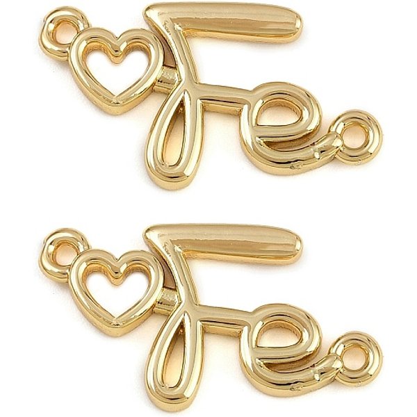 CorazóN De LatóN Con Dijes De Conector De Fe, Plateado De Larga DuracióN, Sin Plomo Y Cadmio, Chapado En Rack, Dorado, 14.5X25.5X2Mm, Agujero: 1.4 Mm-image