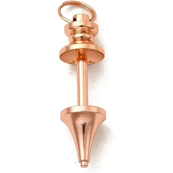Brass Findings, Screw Eye Pin Pendant Peg Bails, End Caps For Large Hole Beads Charms Making, Rose Gold, 43X12X12Mm, Hole: 8.5Mm-image