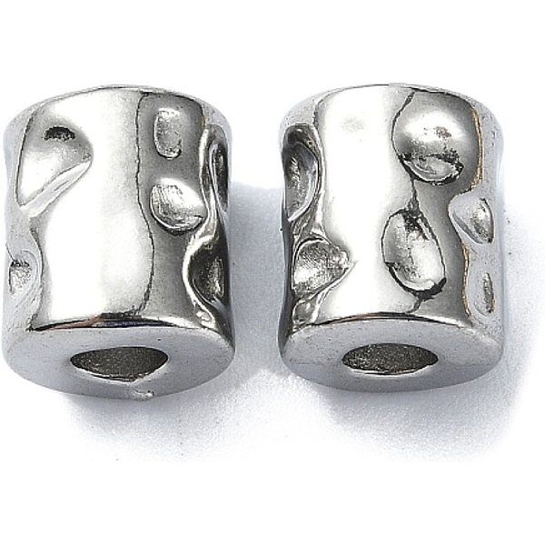 Billes En Acier Inoxydable 304 Anti-Ternissement, Colonne, Couleur Inoxydable, 9X8Mm, Trou: 3Mm-image
