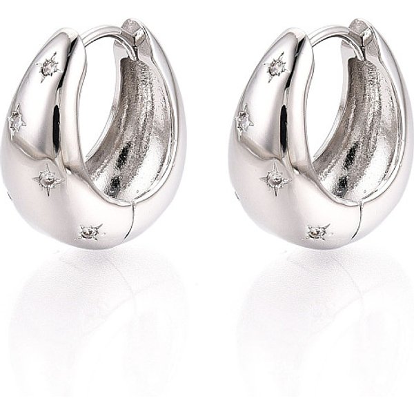 Boucles D'oreilles CréOles En Laiton Avec Micro Pavé De Zircons Cubiques Transparents En Forme De Larme, Platine Plaqué RéEl, 17X15X9Mm-image