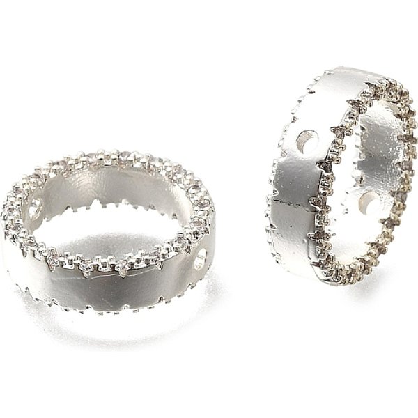 Perle En Laiton Cadre, Anneau Rond, Couleur D'argent, 13.5X4Mm, Trou: 1.4Mm-image
