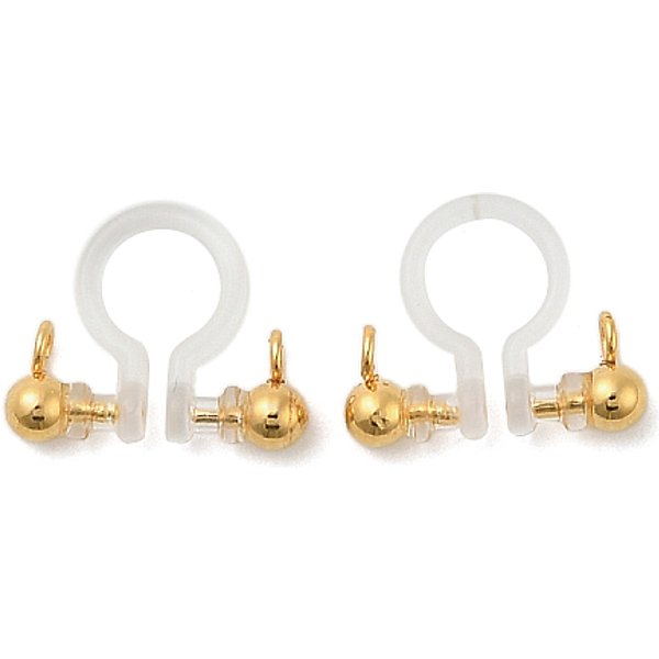 Ohrclips Aus Messing Zum Aufstecken, Cadmiumfrei Und Nickel Frei Und Bleifrei, U-FöRmig, Echtes 18K Vergoldet, 13X10.5X3 Mm, Bohrung: 1.5 Mm-image