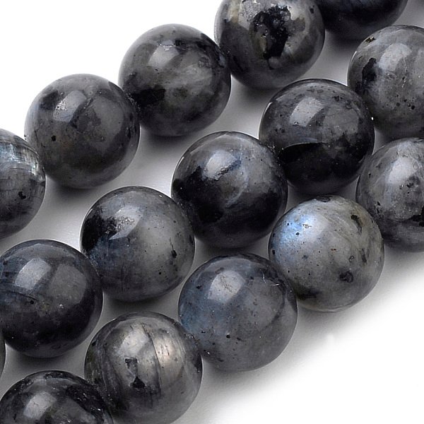 Natural Larvikite Beads Strands, Round, 8Mm, Hole: 1Mm, About 45-47Pcs/Strand, 15 Inch-image