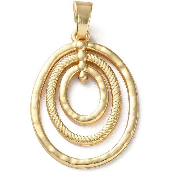 Alloy Penadants, Oval, Long-Lasting Plated, Lead Free & Nickel Free & Cadmium Free, Matte Gold Color, 58.5X42X4Mm, Hole: 11.5X5Mm-image
