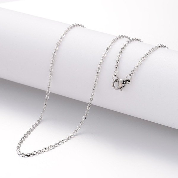 Non-Tarnish 304 Stainless Steel Cable Chain Necklaces, With Lobster Claw Clasps, Stainless Steel Color, 29.92 Inch(76Cm), 2Mm-image