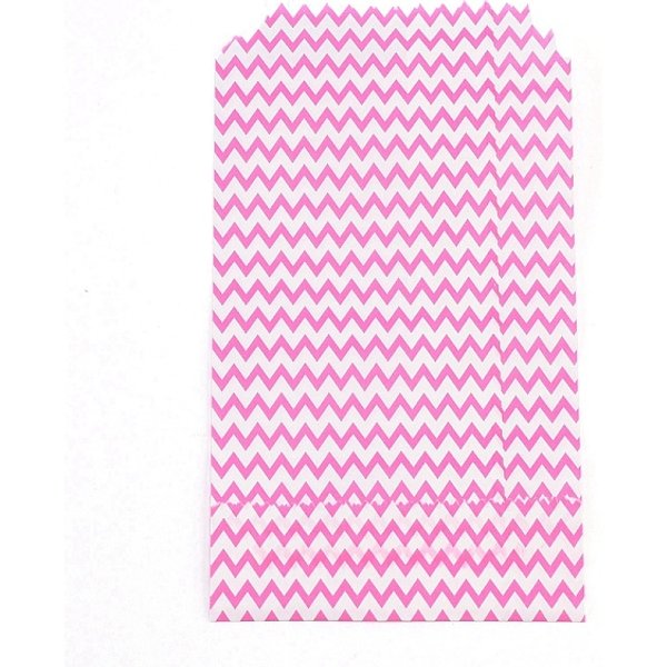 Sacs En Papier Kraft Blanc, Pas De PoignéEs, Sacs De Rangement, Motif De Vagues, Sac De Cadeau D'anniversaire De FêTe De Mariage, Rose Foncé, 15X8.3X0.02 Cm-image