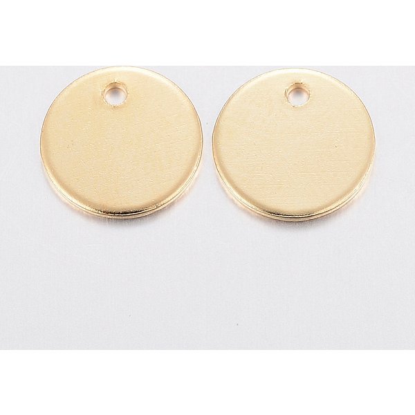 304 Stainless Steel Charms, Stamping Blank Tag, Flat Round, Real 18K Gold Plated, 6X0.8Mm, Hole: 1.2Mm-image