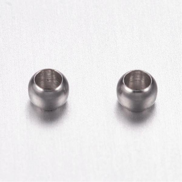 AnlaufgeschüTzte Crimpperlen Aus Chirurgischem Edelstahl 316, Rondell, Edelstahl Farbe, 2X1.5 Mm, Bohrung: 1 Mm-image