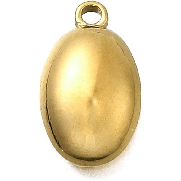 Breloques en acier inoxydable 304, ovale, placage ionique (ip), véritable 18k plaqué or, 14x8x2.5mm, Trou: 1.4mm