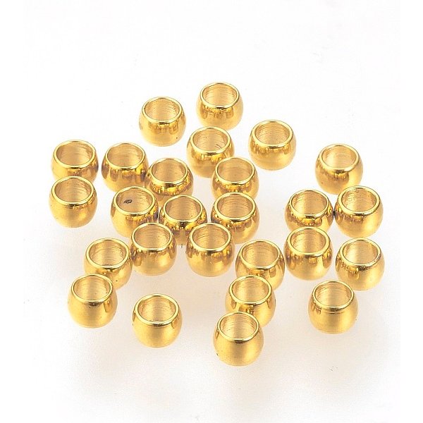Cuentas Espaciadoras De Acero Inoxidable 304, Rerondana Plana, Real 24K Chapado En Oro, 3X2Mm, Agujero: 1.8 Mm-image