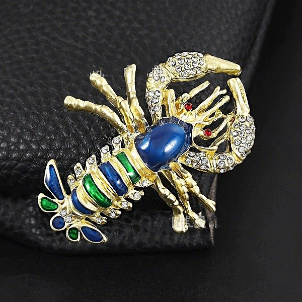 Matte Gold Color Alloy Rhinestone Brooch, Exquisite Lapel Pins For Men Women, Lobster, Royal Blue, 46X61.5Mm-image