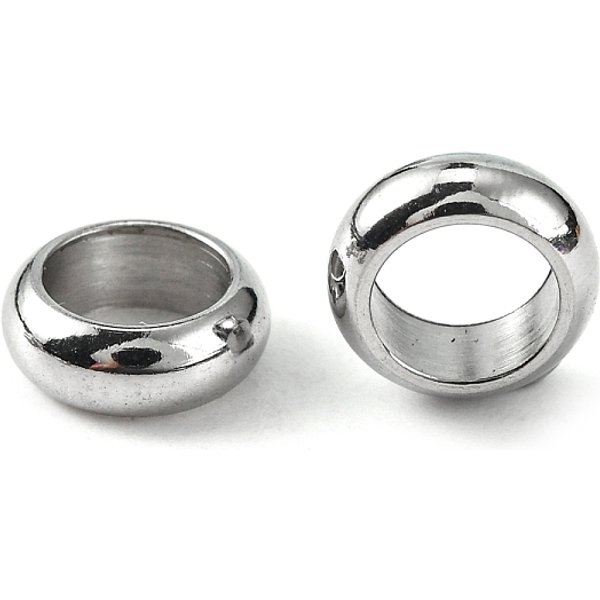 Bague RéSistante Au Ternissement, Perles D'espacement En Acier Inoxydable 304, Accessoires En MéTal Pour Fournitures De Fabrication De Bijoux, Couleur Inoxydable, 8X2.5Mm, Trou: 5Mm-image