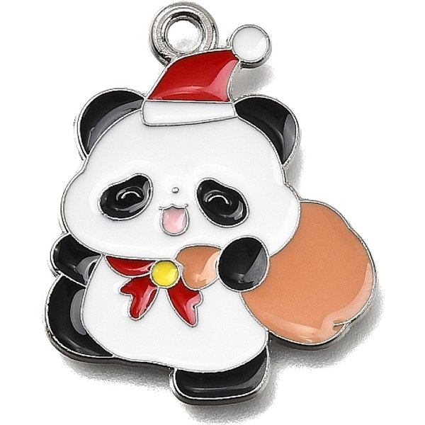 Pendente Smaltati In Lega, Platino, Serie Di Natale, Panda, 24X20.5X1Mm, Foro: 1.8 Mm-image