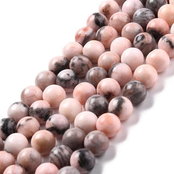 Natural Zebra Jasper Round Bead Strands, 8-8.5mm, Hole: 1mm, about 45-47pcs/strand, 15 inch