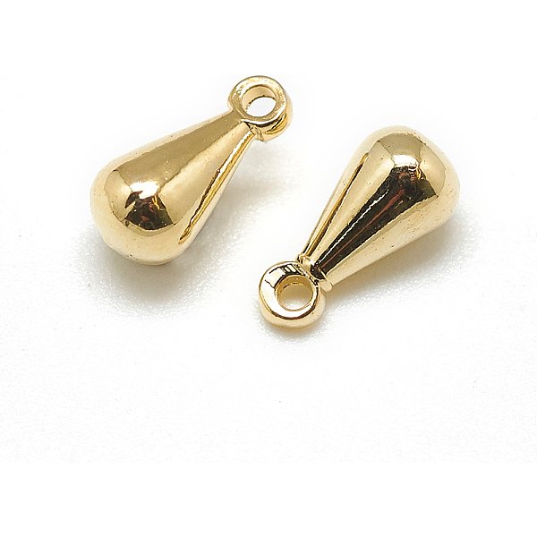 Brass Charms, Chain Extender Drop, Teardrop, Real 18K Gold Plated, 6X3Mm, Hole: 1Mm-image