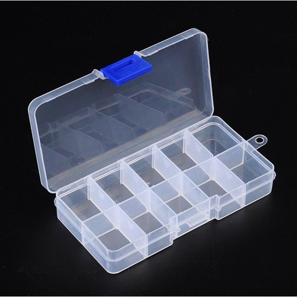 10 BoîTe En Plastique De Stockage De L'organisateur De Compartiment, BoîTe De SéParation RéGlable, Pour Les Groupes De MéTiers à Tisser Artisanal Ou Des Perles De L'art Des Ongles, 7X13X2.3 Cm-image