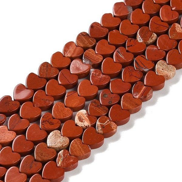 Natural Red Jasper Beads Strands, Heart, 6X6X3Mm, Hole: 1Mm, About 69-71Pcs/Strand, 14.57''-14.96''(37-38Cm)-image