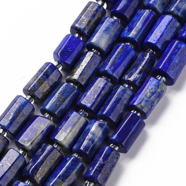 Natural Lapis Lazuli Beads Strands, Faceted, Column, 8-11X6-8X5-7Mm, Hole: 1Mm, About 15-17Pcs/Strand, 7.28-7.48 Inch-image