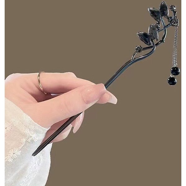 Haarnadeln Aus Metall, Wikinger-Haarschmuck FüR Frauen, Blume, Metallgrau, 130X30X20 Mm-image