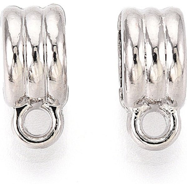 Fianzas De Tubo De AleacióN De Chapado En Rack, Fianzas De Bucle, Cuentas Grandes De Libertad Bajo Fianza, Tubo, Sin Plomo Y NíQuel Y Cadmio, Platino, 12X9X5.5Mm, Agujero: 1.8-2 Mm, DiáMetro Interior: 4.8 Mm-image