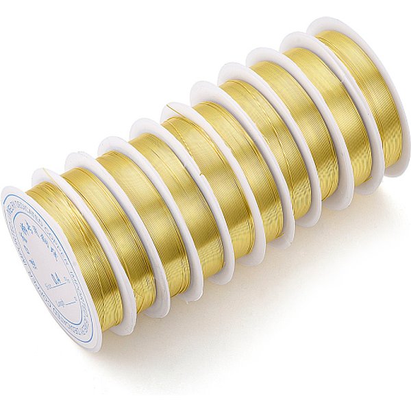 Round Copper Jewelry Wire, Long-Lasting Plated, Golden, 23 Gauge, 0.6Mm, About 16.4 Feet(5M)/Roll-image