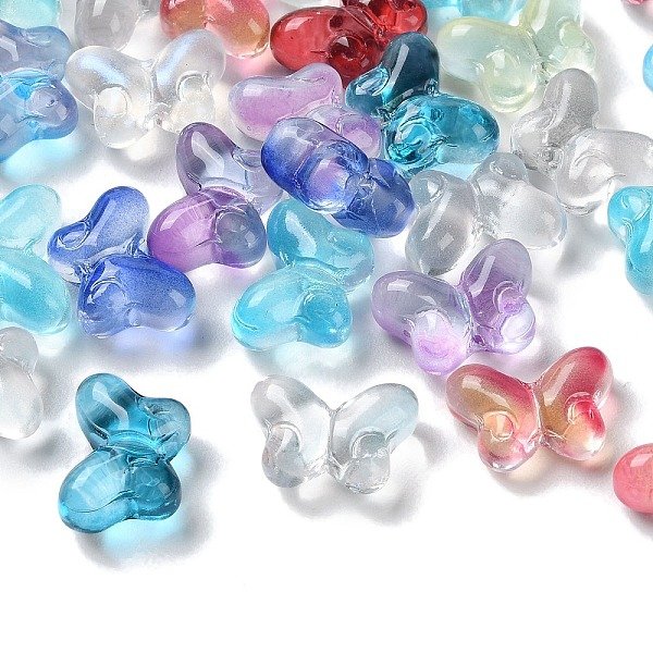 Transparent Glass Beads, Butterfly, Mixed Color, 10X14X5.5Mm, Hole: 1Mm-image