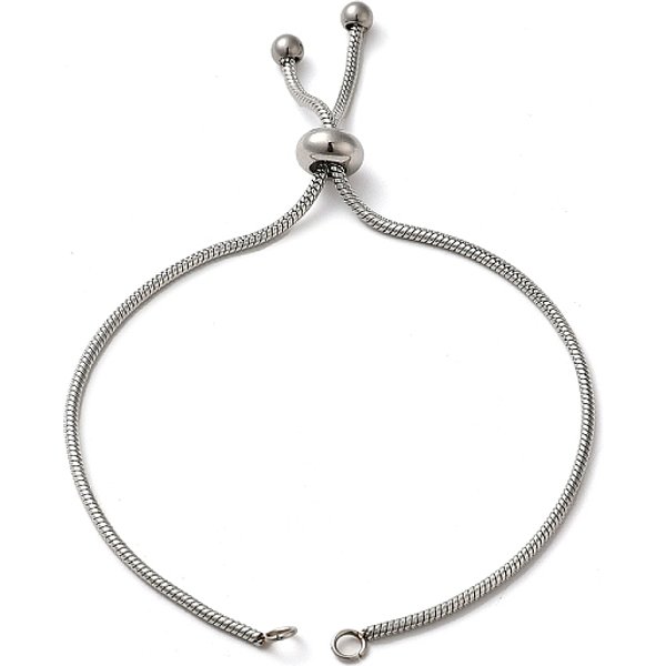 Tarnish Resistant Adjustable 304 Stainless Steel Bracelet Making, Slider Bracelets, Stainless Steel Color, 9 Inch(23Cm), 1.5Mm, Hole: 2.5-3Mm-image