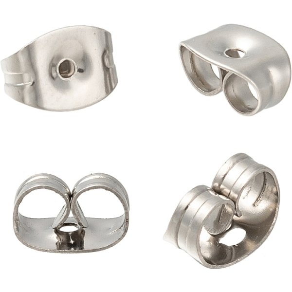 AnlaufgeschüTzte Ohrmuttern Aus Edelstahl 201, Ohrring RüCken, Edelstahl Farbe, 6X4.5X3 Mm, Bohrung: 0.7 Mm-image